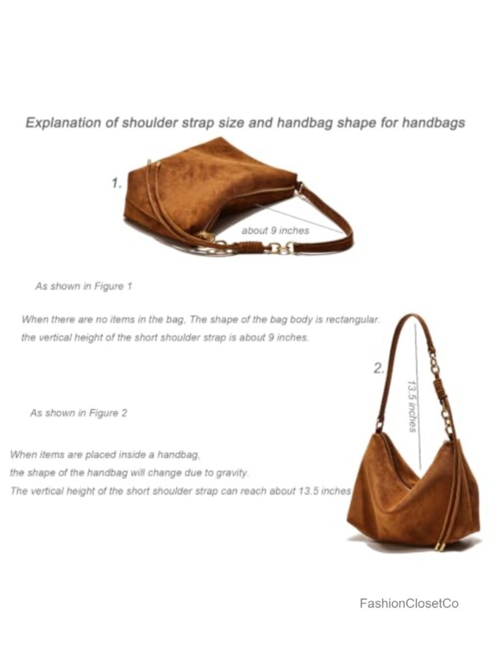 Faux Suede Hobo Crossbody Shoulder Bag with Adjustable Strap - Picture 4 of 6